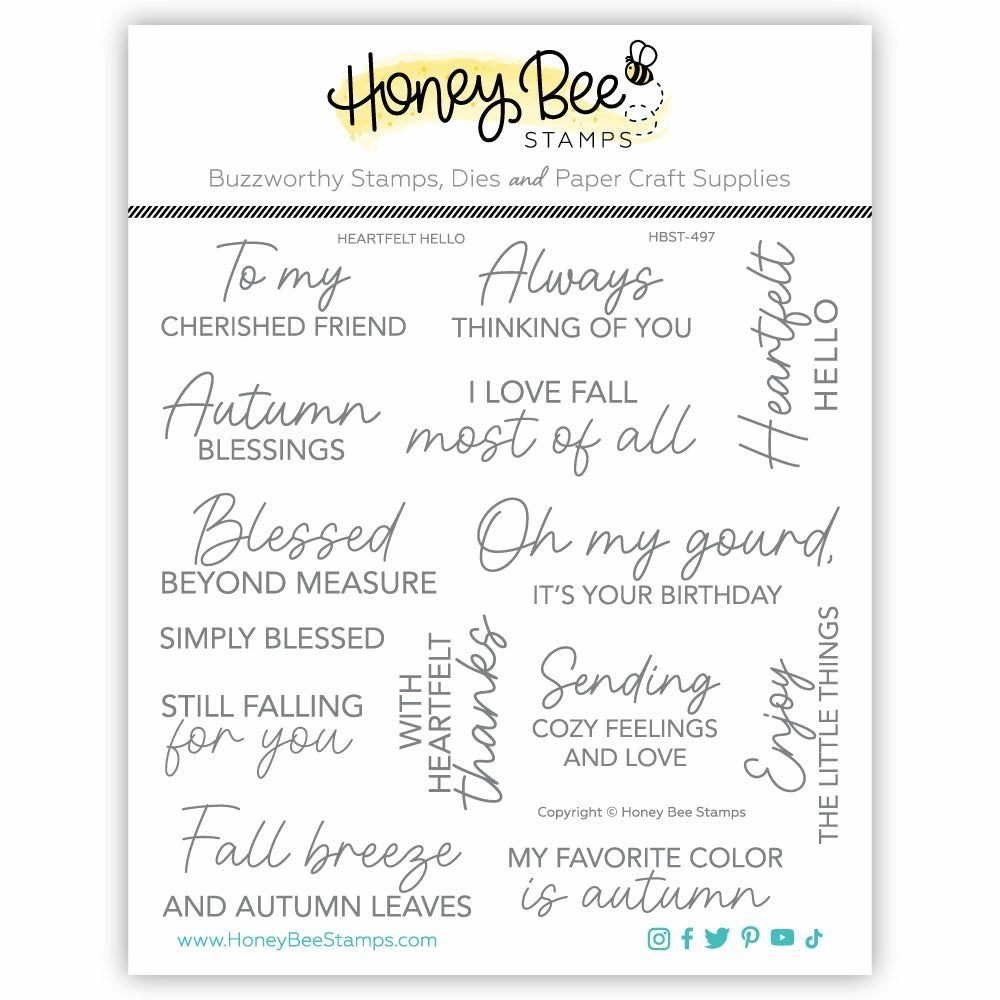 short loose Heartfelt Hello - 6X6 Stamp Set