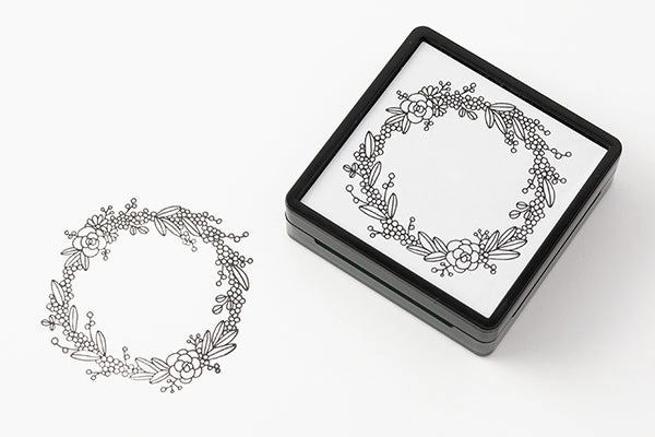 handy top Midori Pre-Inked Stamp-Wreath