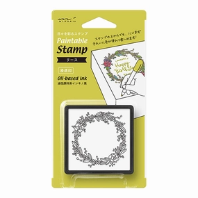 leather collapsible Midori Pre-Inked Stamp-Wreath