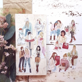 short seasonal Cafe Analog X Windry R - Winter Joy Girls Stickers In Tin
