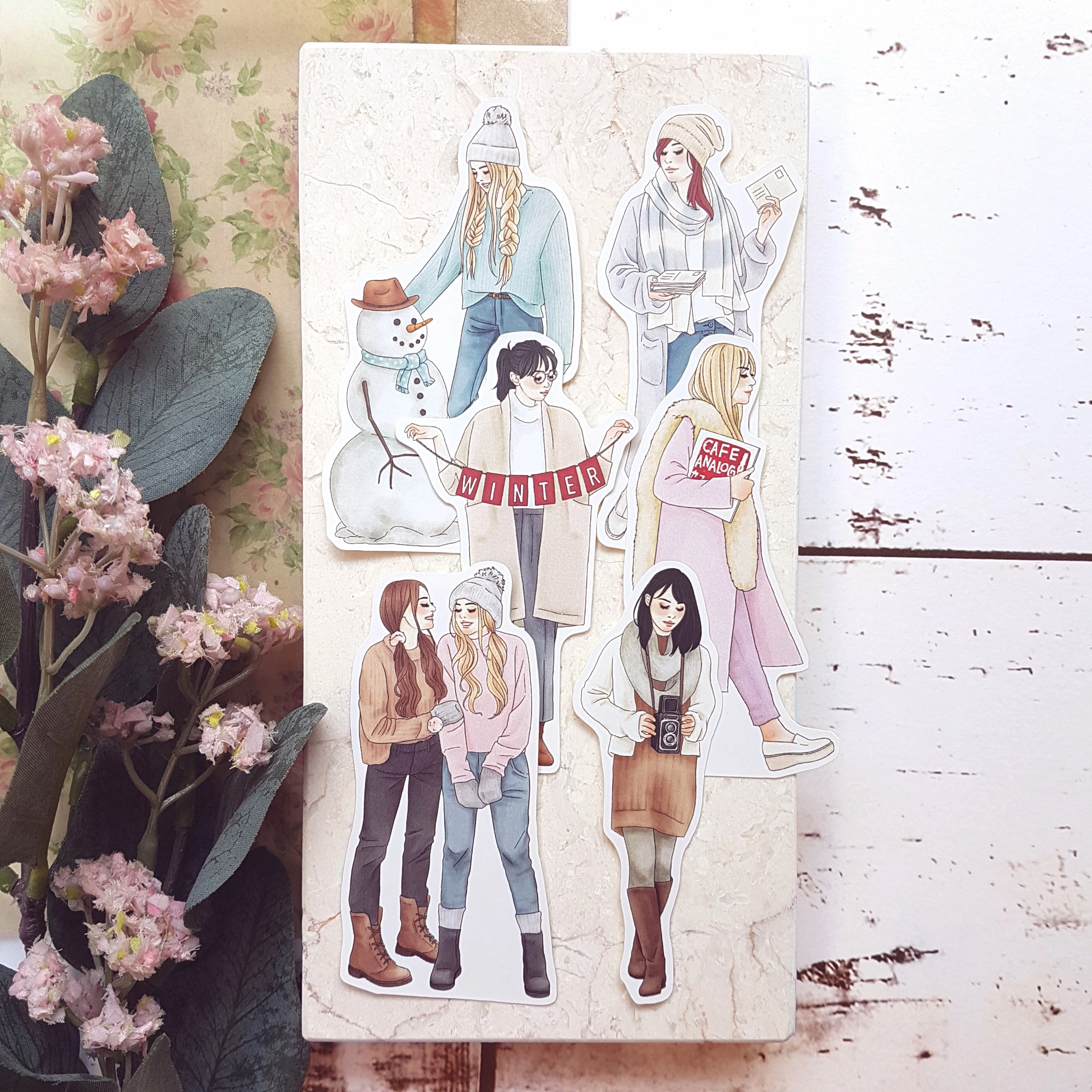 Cafe Analog X Windry R - Winter Joy Girls Stickers In Tin sleek glossy