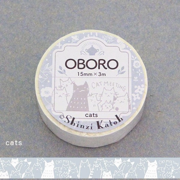 refillable Oboro Cats White Washi Tape