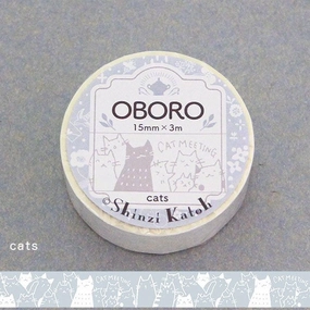 refillable Oboro Cats White Washi Tape