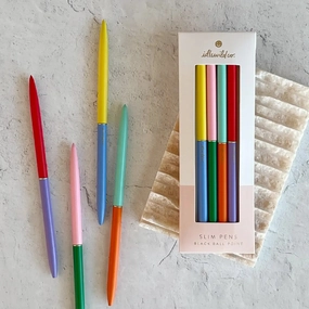 Slim Rainbow Ball Point Pens (Set Of 4) refillable pastel
