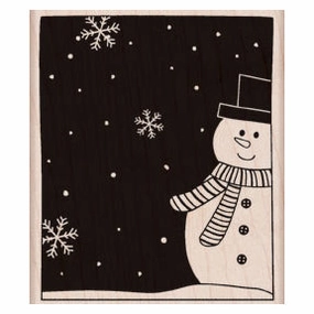 trendy Snowman And Snowflakes Rubber Stamp
