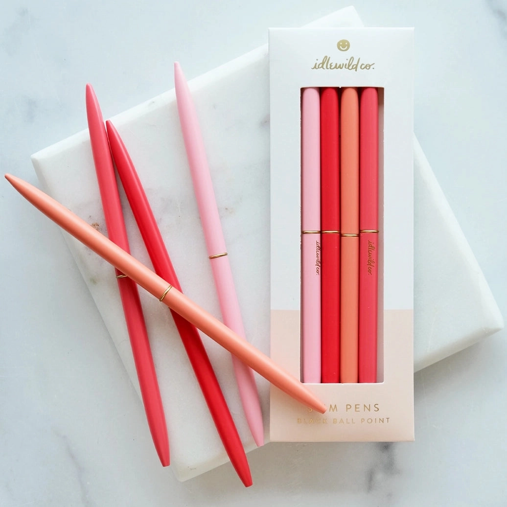 collapsible Slim Spectrum Ball Point Pens (Set Of 4)