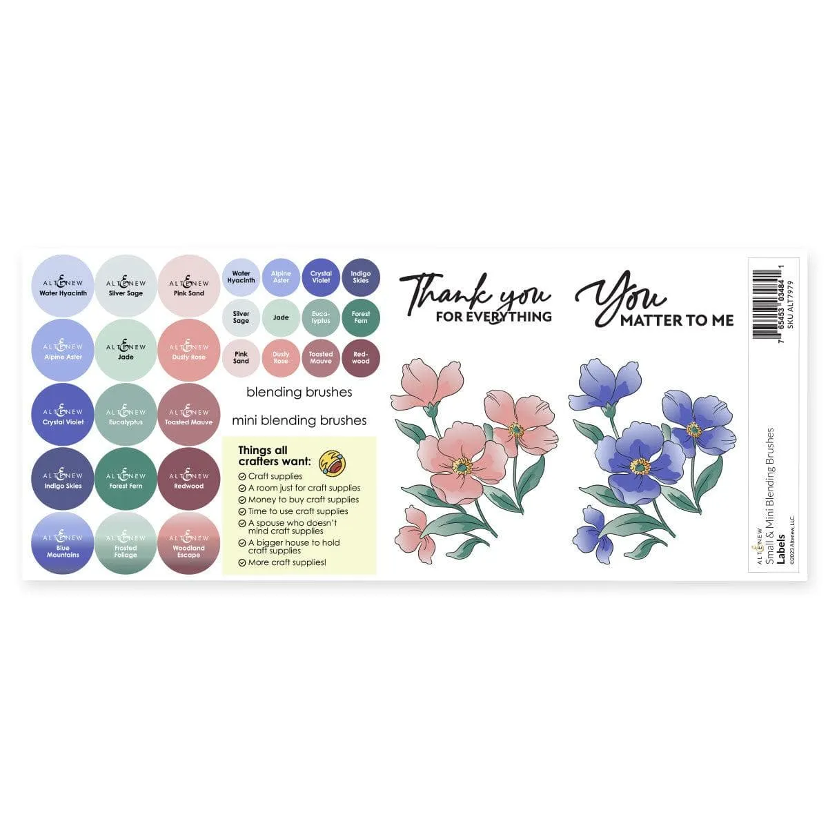 Small & Mini Blending Brushes Label Set - Blue Mountains, Frosted Foliage, Woodland Escape deluxe
