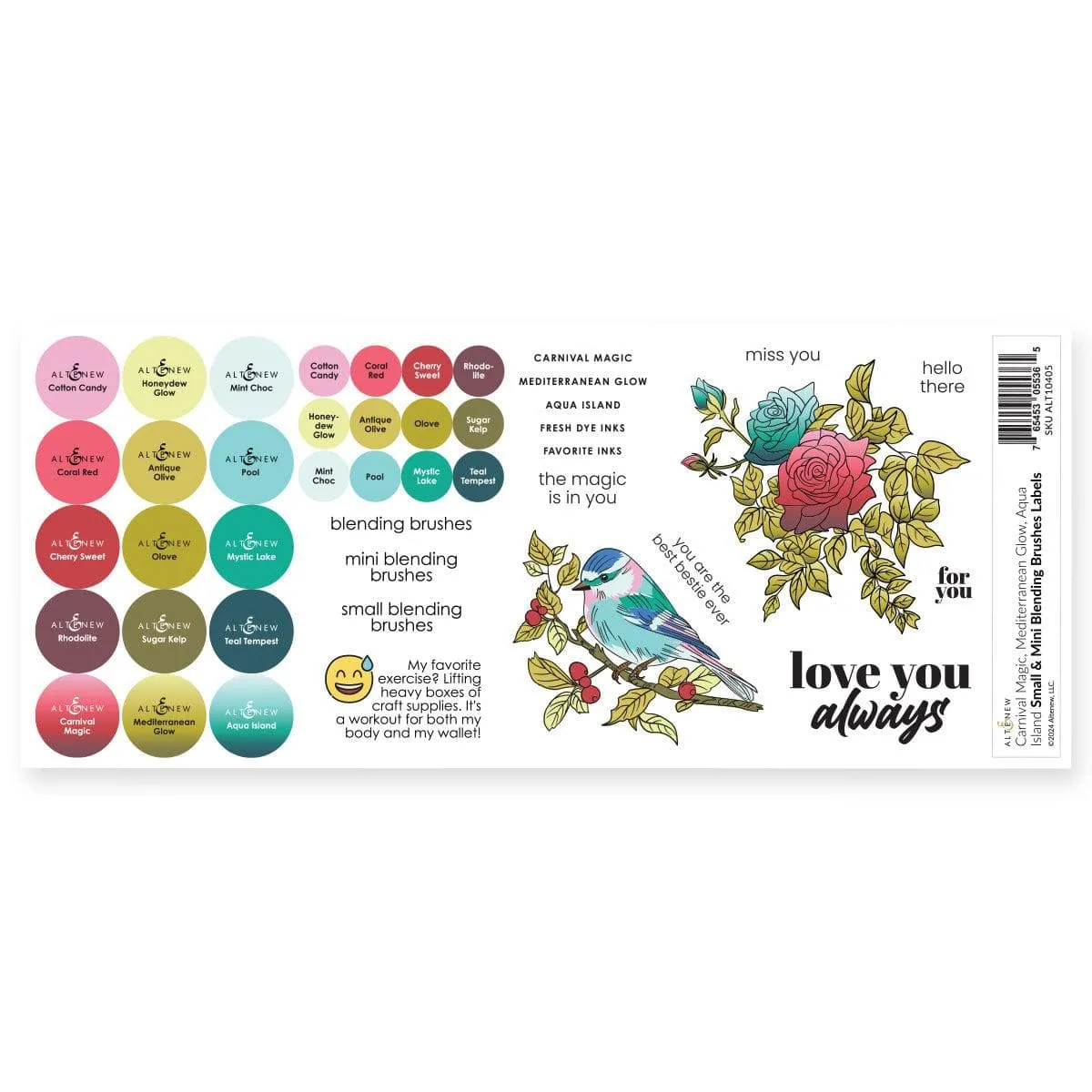 Small & Mini Blending Brushes Label Set - Carnival Magic, Mediterranean Glow, Aqua Island metallic