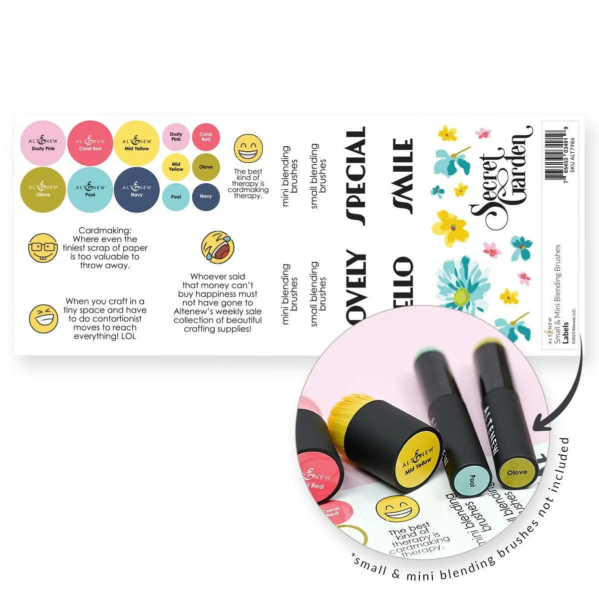 set Small & Mini Blending Brushes Label Set - Deco Garden