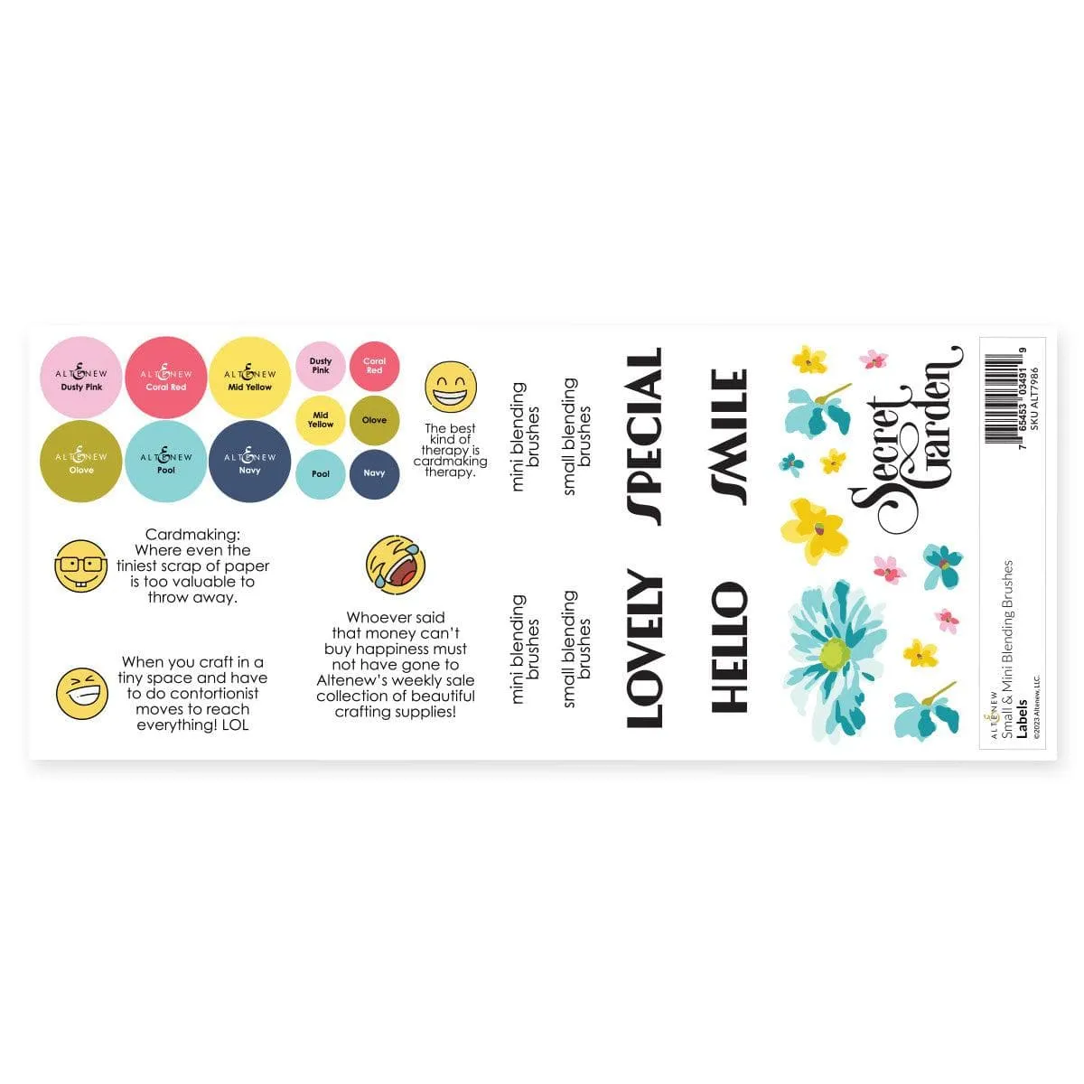 Small & Mini Blending Brushes Label Set - Deco Garden adjustable