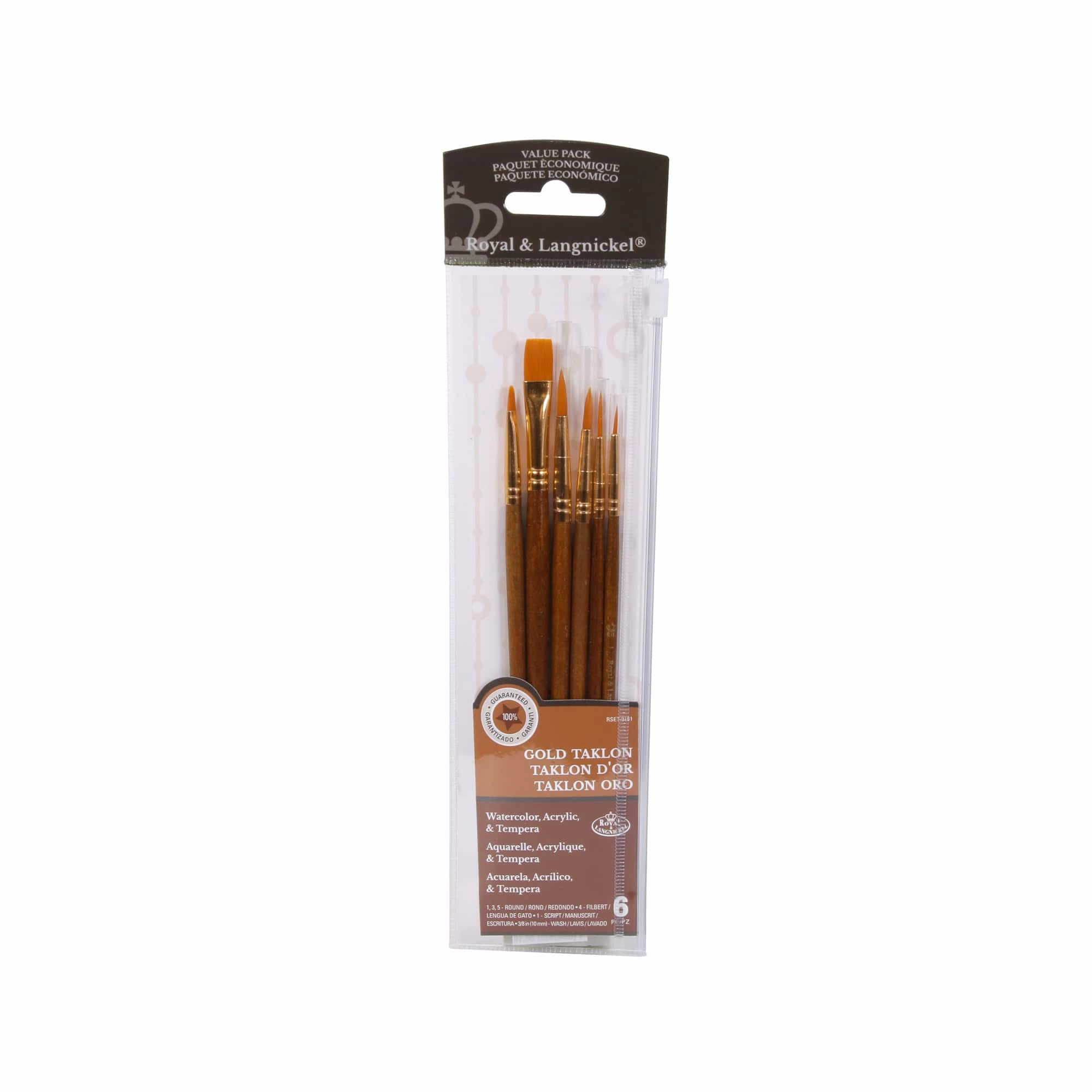 Gold Taklon Paintbrushes - Set Of 6 original