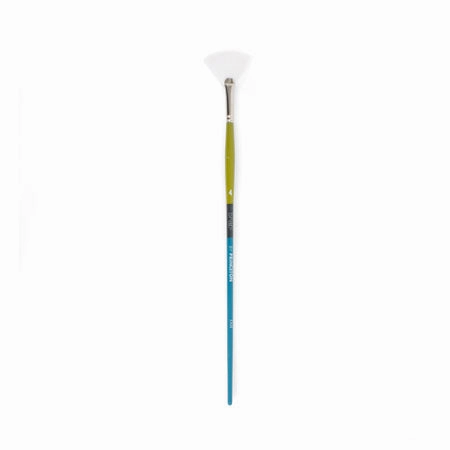 Snap! Paintbrush  Fan #4, Long Handle, White Synthetic wide