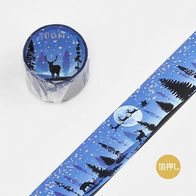 Snow Night Santa Sleigh Washi Tape Foil Bgm flexible fiber
