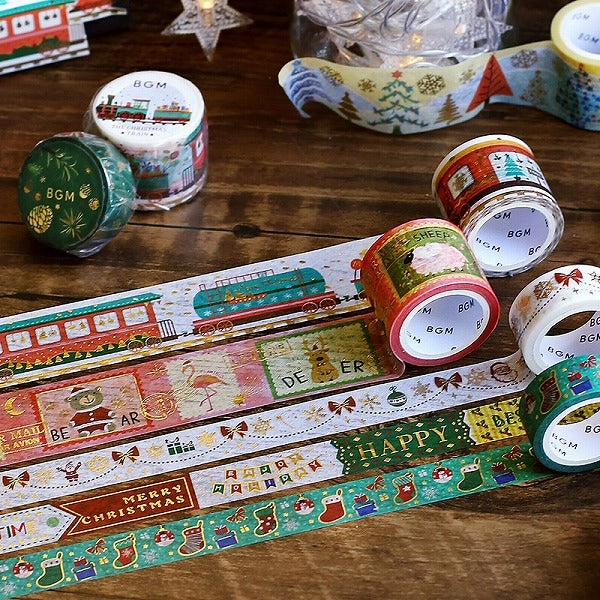 synthetic Snow Night Santa Sleigh Washi Tape Foil Bgm