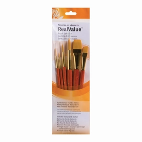 6-Piece Synthetic Gold Taklon Brush Set - 9153 daily colorful