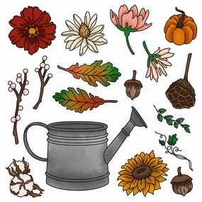 expandable Garden Harvest Florals - 6X6 Stamp Set