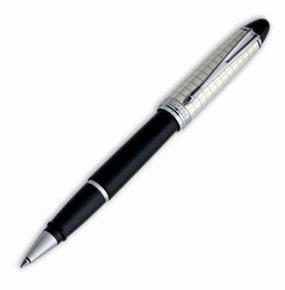 Aurora Ipsilon Quadra Sterling Silver Black Rollerball Pen short wrapped
