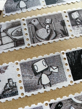 Robot Stamps Washi Tape- Landscape Format antislip
