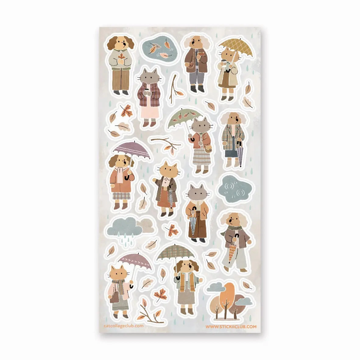 round Stickii It'S Raining Cats And Dogs Sticker Sheet
