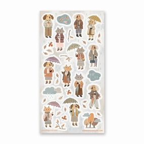 round Stickii It'S Raining Cats And Dogs Sticker Sheet