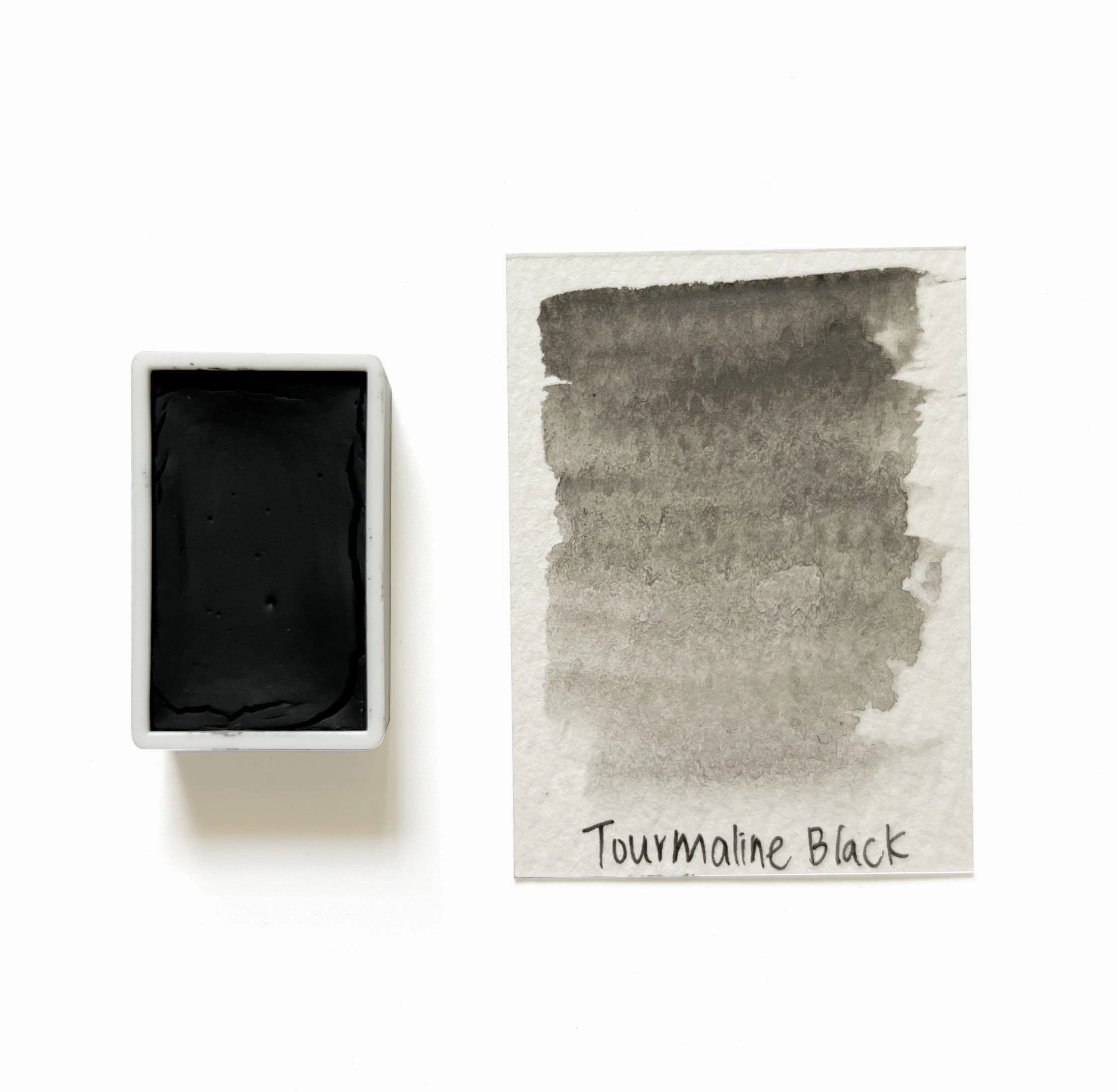 large Tourmaline Black (Mineral) - Artist Grade Handmade Honey Based Watercolor Paint Full Pan 3.2Ml