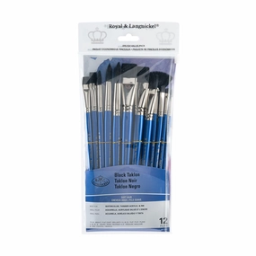 reliable 12-Pack Black Taklon Brushes - Bright/Flat