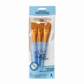 3-Pack Gold Taklon Large Paintbrushes bamboo round