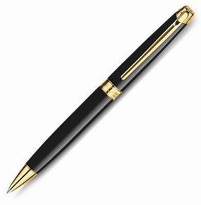 recycled Caran D'Ache Leman Black Gold Ballpoint Pen