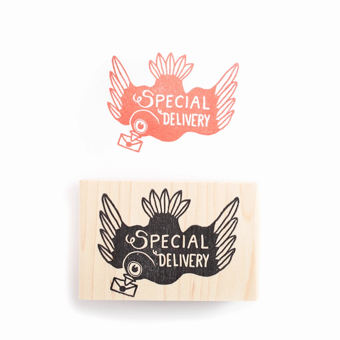 fiber original Special Delivery Pigeon Rubber Stamp