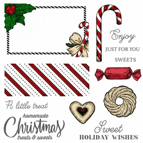 cotton Holiday Treats Vintage Gift Card Box Add-On - 6X6 Stamp Set