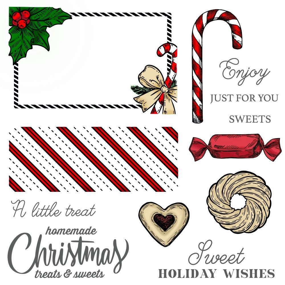 cotton Holiday Treats Vintage Gift Card Box Add-On - 6X6 Stamp Set