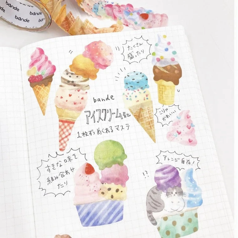 Ice Cream Shop Washi Roll Sticker Bande resilient handy