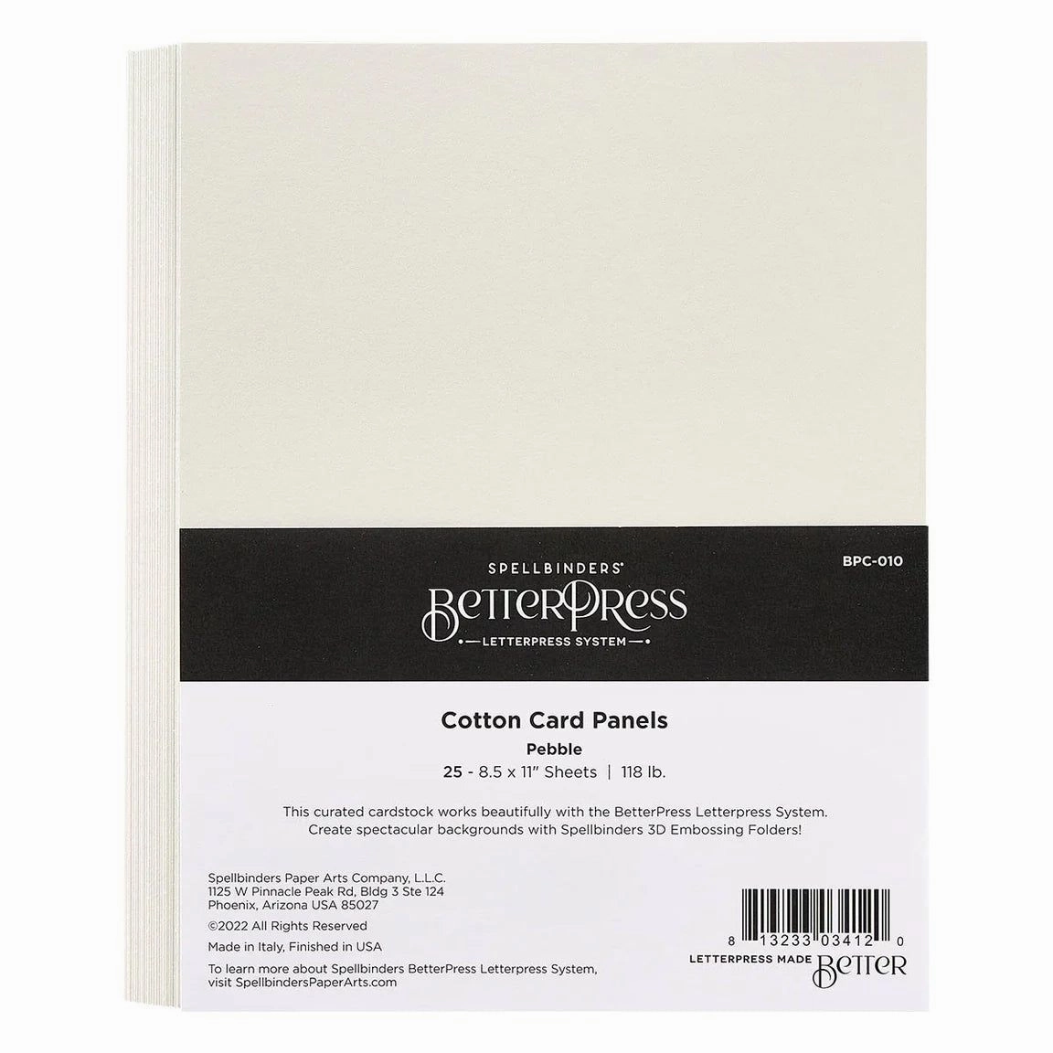 Spellbinders Better Press Letter Press System Cotton Cardstock 8.5"X11"- Pebble antislip