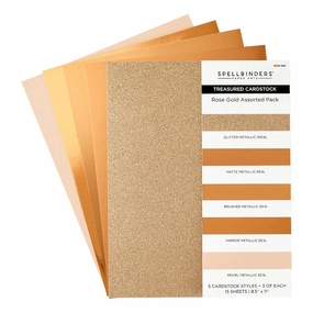 Spellbinders Rose Gold Assortment Treasured Cardstock 8 1/2" X 11 -15 Pack locking