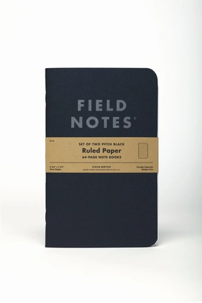 sturdy Field Notes Pitch Black Ruled 2-Pack- 4.75 X 7.5 Inch Size