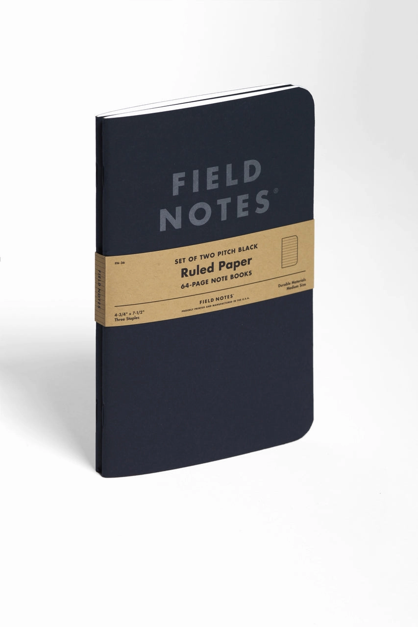 expandable Field Notes Pitch Black Ruled 2-Pack- 4.75 X 7.5 Inch Size