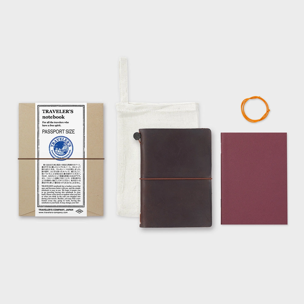 Traveler'S Notebook Starter Kit- Passport Size In Brown refillable alloy