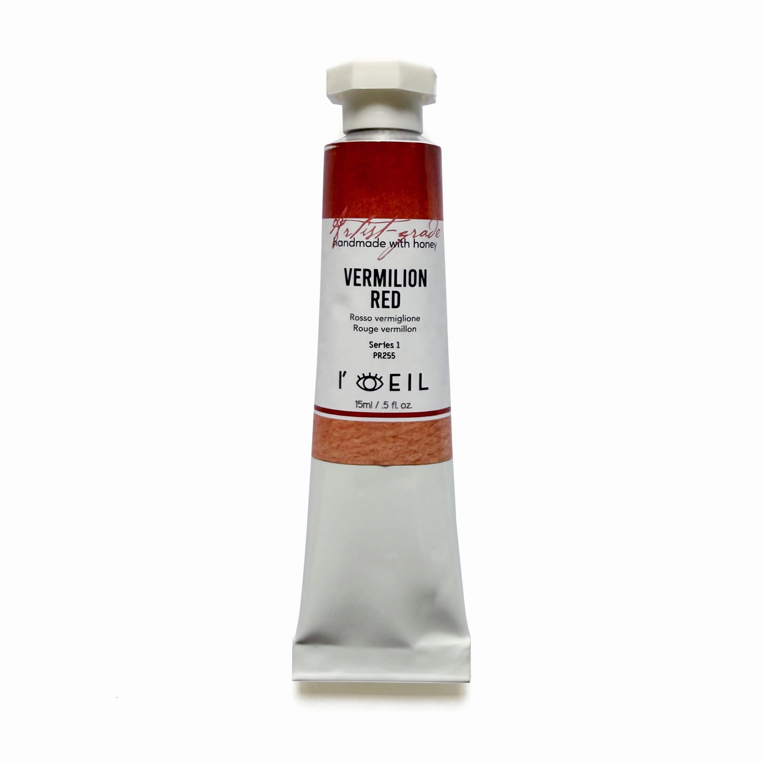 plastic deluxe Vermilion Red (Hue) Pr255 - Artist Grade Handmade Honey Based Watercolor Tube 15Ml