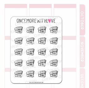 M1119 Paper Due Sticker Sheet classic flat