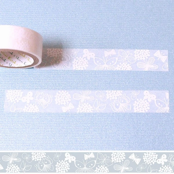 Oboro Butterfly White Washi Tape square