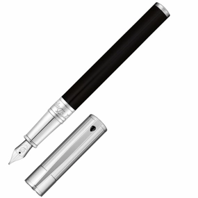 retro mini St Dupont D-Initial Black & Chrome Fountain Pen