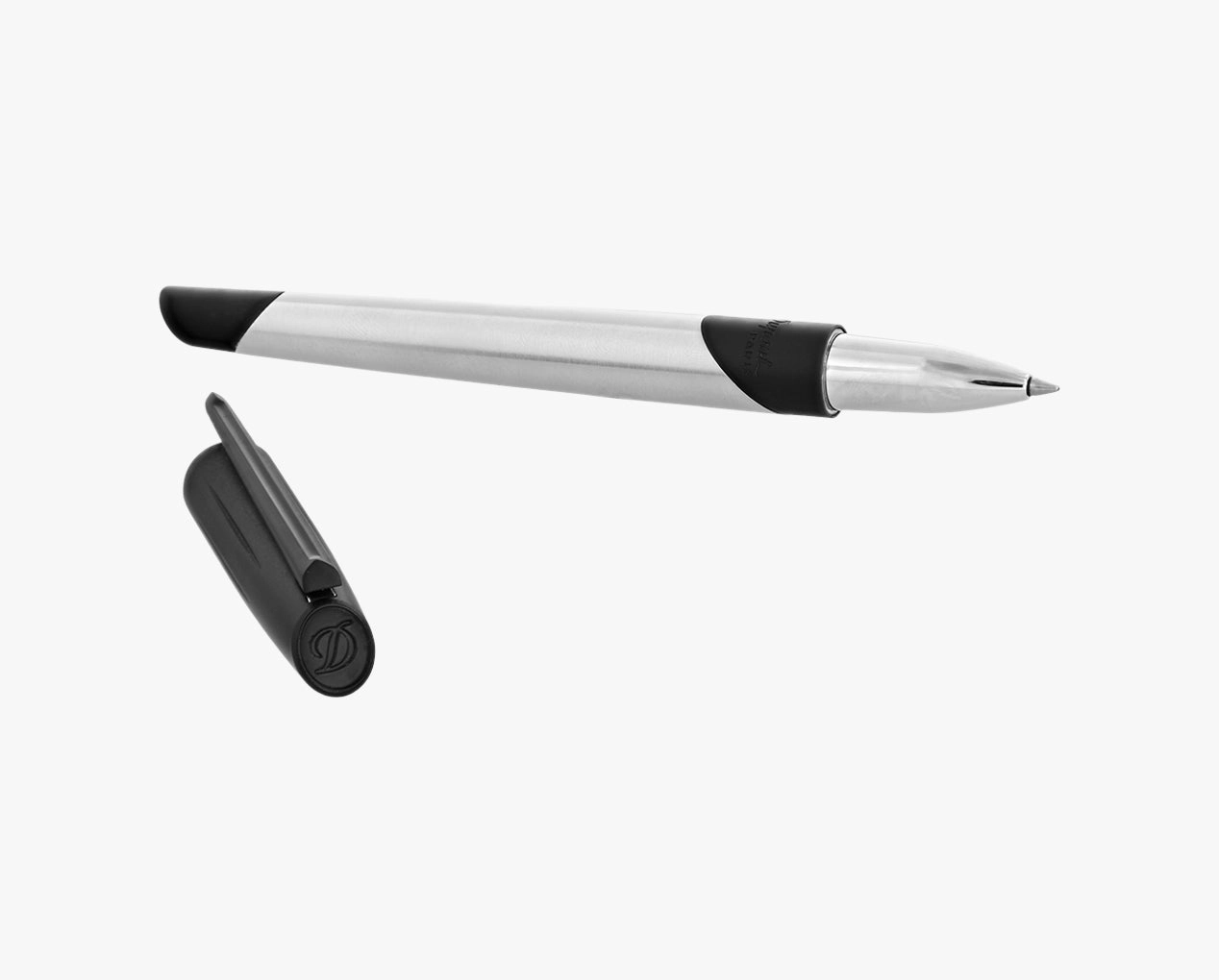 St Dupont Defi Millenium Brushed Chrome & Matte Black Trim Rollerball Pen vegan plastic