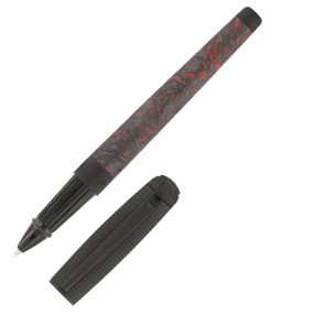 St Dupont Line D Carbon Collection Fiery Lava Rollerball Pen springloaded round