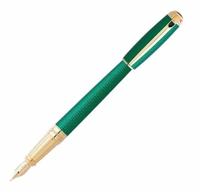 minimalist classic St Dupont Line D Firehead Guilloche Emerald Fountain Pen