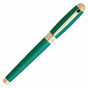 St Dupont Line D Firehead Guilloche Emerald Rollerball Pen wide