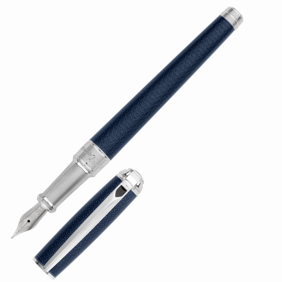 ceramic St Dupont Line D Medium Guilloche Blue Fountain Pen