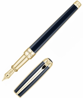 St Dupont Line D Windsor Blue And Gold Fountain Pen tiny collapsible