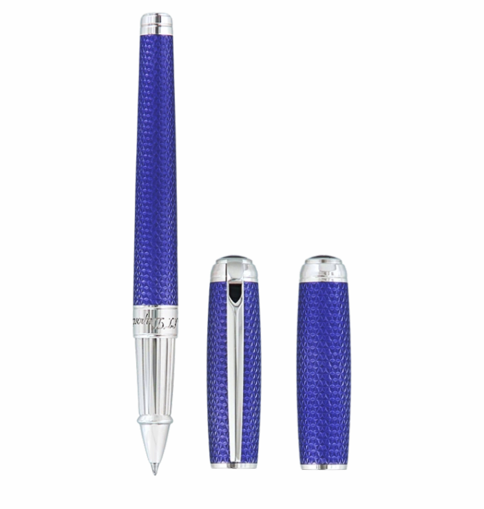 St Dupont Velvet Firehead Guilloche Ocean Blue Rollerball Pen glossy vivid