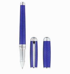 St Dupont Velvet Firehead Guilloche Ocean Blue Rollerball Pen glossy vivid