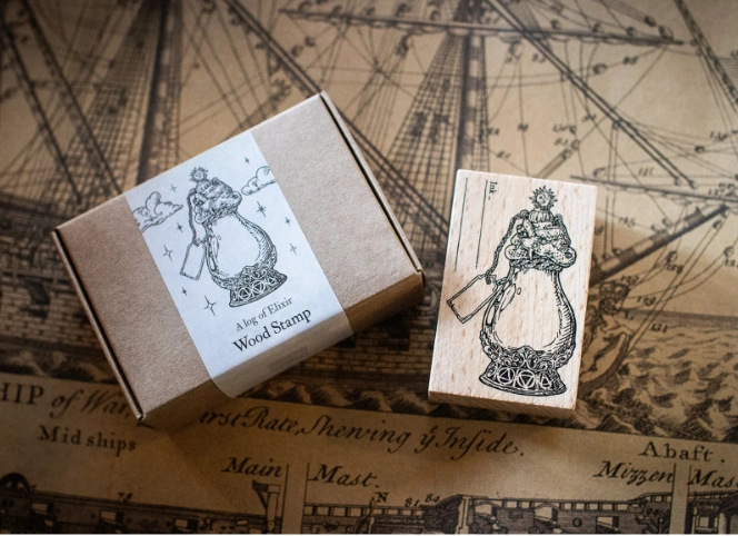 elegant Dominant Industry Wood Stamp - A Log Of Elixir